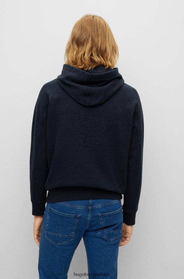 Hugo Boss ciemnoniebieska bluza z kapturem Hugo z mieszanki bawełny i haftowanymi logo ciemny niebieski R0X0H63566