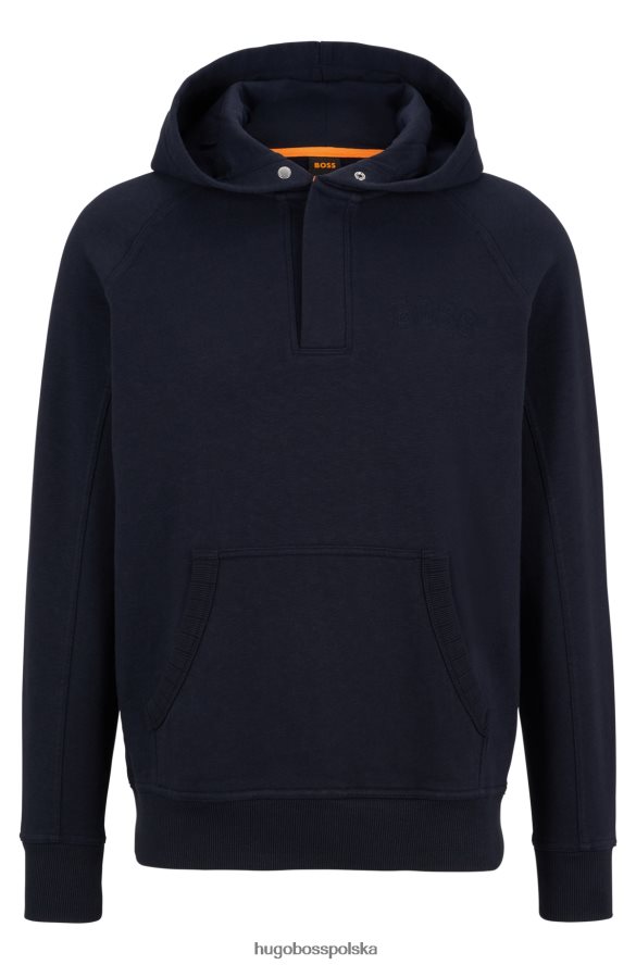 Hugo Boss ciemnoniebieska bluza z kapturem Hugo z mieszanki bawełny i haftowanymi logo ciemny niebieski R0X0H63566