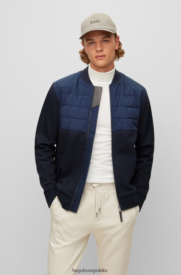 Hugo Boss ciemnoniebieska hybrydowa bluza zapinana na zamek z mieszanki bawełny z jedwabiem hugo ciemny niebieski R0X0H62327