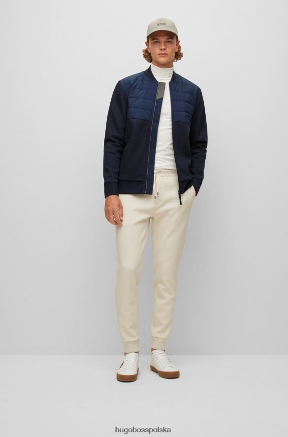 Hugo Boss ciemnoniebieska hybrydowa bluza zapinana na zamek z mieszanki bawełny z jedwabiem hugo ciemny niebieski R0X0H62327