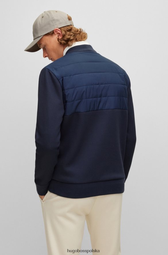 Hugo Boss ciemnoniebieska hybrydowa bluza zapinana na zamek z mieszanki bawełny z jedwabiem hugo ciemny niebieski R0X0H62327