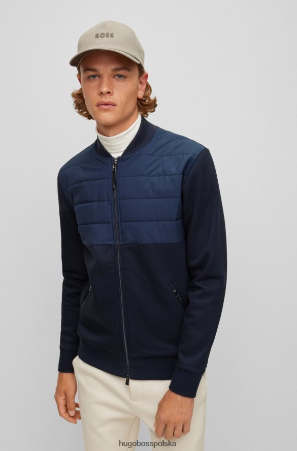 Hugo Boss ciemnoniebieska hybrydowa bluza zapinana na zamek z mieszanki bawełny z jedwabiem hugo ciemny niebieski R0X0H62327