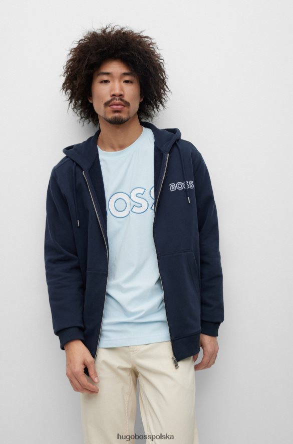 Hugo Boss ciemnoniebieska, zapinana na zamek bluza o swobodnym kroju z kontrastowym logo hugo ciemny niebieski R0X0H64259