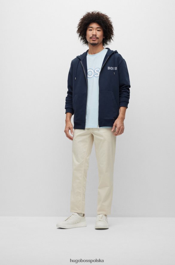Hugo Boss ciemnoniebieska, zapinana na zamek bluza o swobodnym kroju z kontrastowym logo hugo ciemny niebieski R0X0H64259
