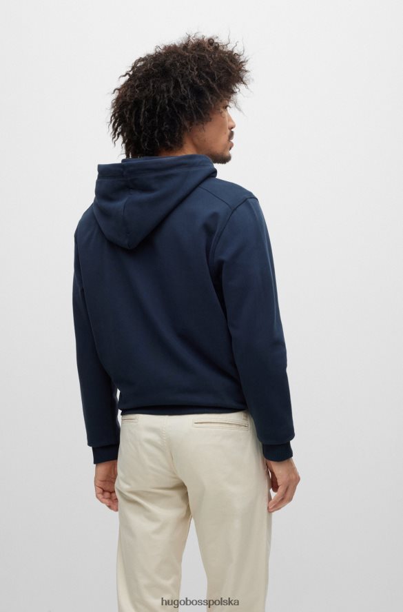 Hugo Boss ciemnoniebieska, zapinana na zamek bluza o swobodnym kroju z kontrastowym logo hugo ciemny niebieski R0X0H64259