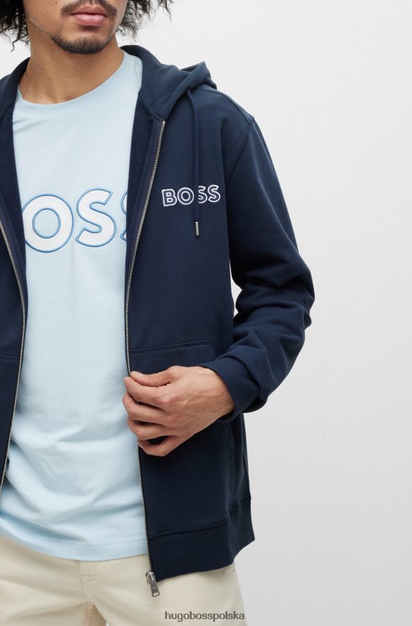 Hugo Boss ciemnoniebieska, zapinana na zamek bluza o swobodnym kroju z kontrastowym logo hugo ciemny niebieski R0X0H64259