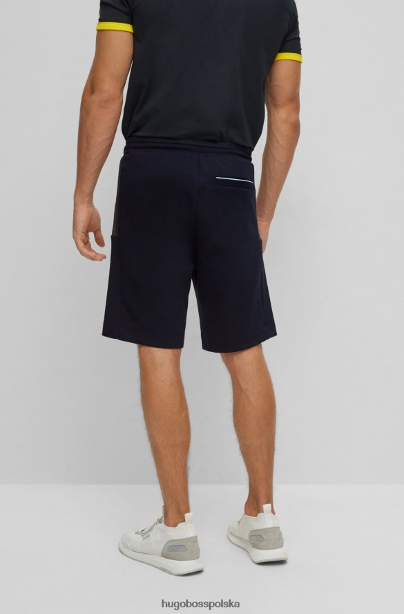 Hugo Boss ciemnoniebieskie szorty hugo o regularnym kroju z mieszanki bawełny i wielobarwnym logo ciemny niebieski R0X0H62282
