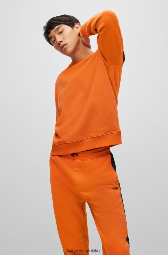 Hugo Boss ciemnopomarańczowa bluza hugo z bawełny organicznej z lamówką z logo ciemna pomarańcza R0X0H61761