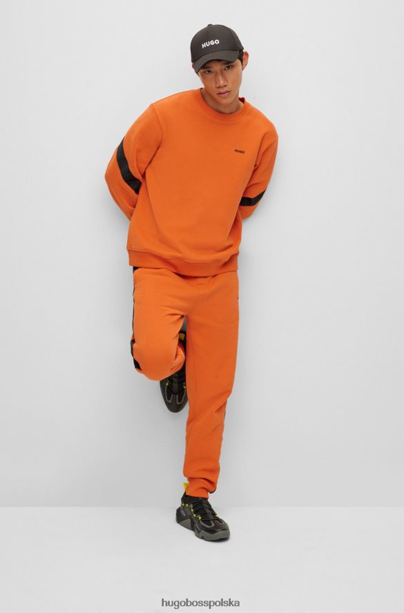 Hugo Boss ciemnopomarańczowa bluza hugo z bawełny organicznej z lamówką z logo ciemna pomarańcza R0X0H61761
