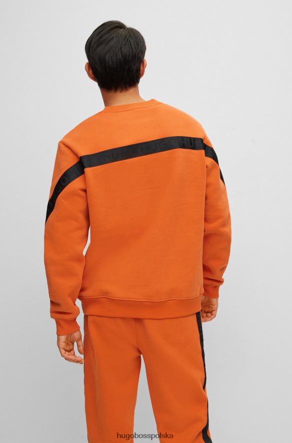Hugo Boss ciemnopomarańczowa bluza hugo z bawełny organicznej z lamówką z logo ciemna pomarańcza R0X0H61761