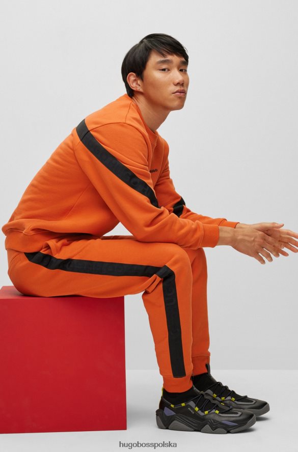Hugo Boss ciemnopomarańczowa bluza hugo z bawełny organicznej z lamówką z logo ciemna pomarańcza R0X0H61761