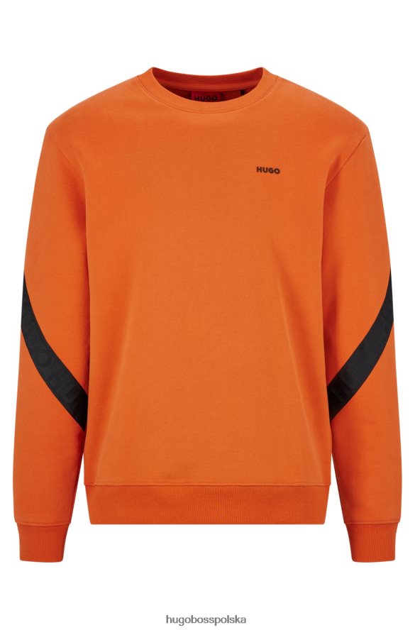 Hugo Boss ciemnopomarańczowa bluza hugo z bawełny organicznej z lamówką z logo ciemna pomarańcza R0X0H61761
