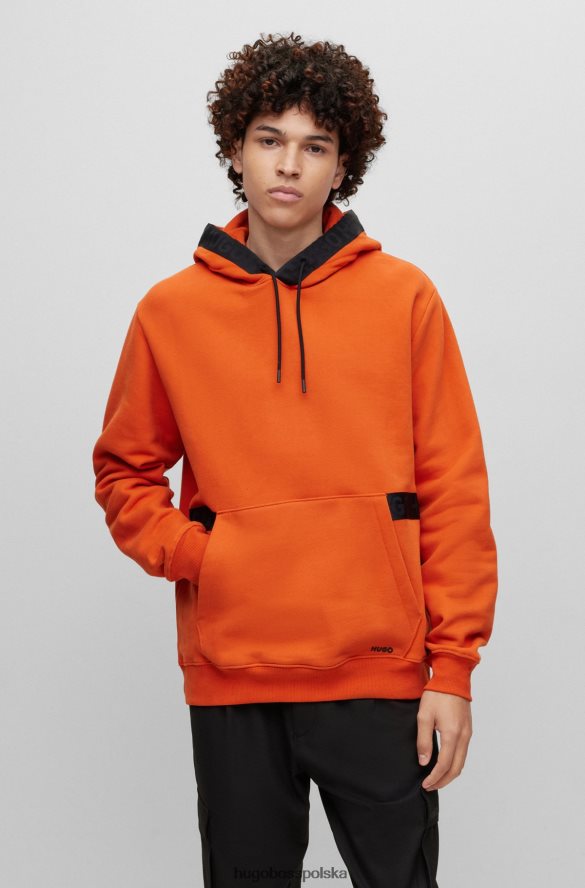Hugo Boss ciemnopomarańczowa bluza hugo z organicznej bawełny z wykończeniami z taśmy z logo ciemna pomarańcza R0X0H62089