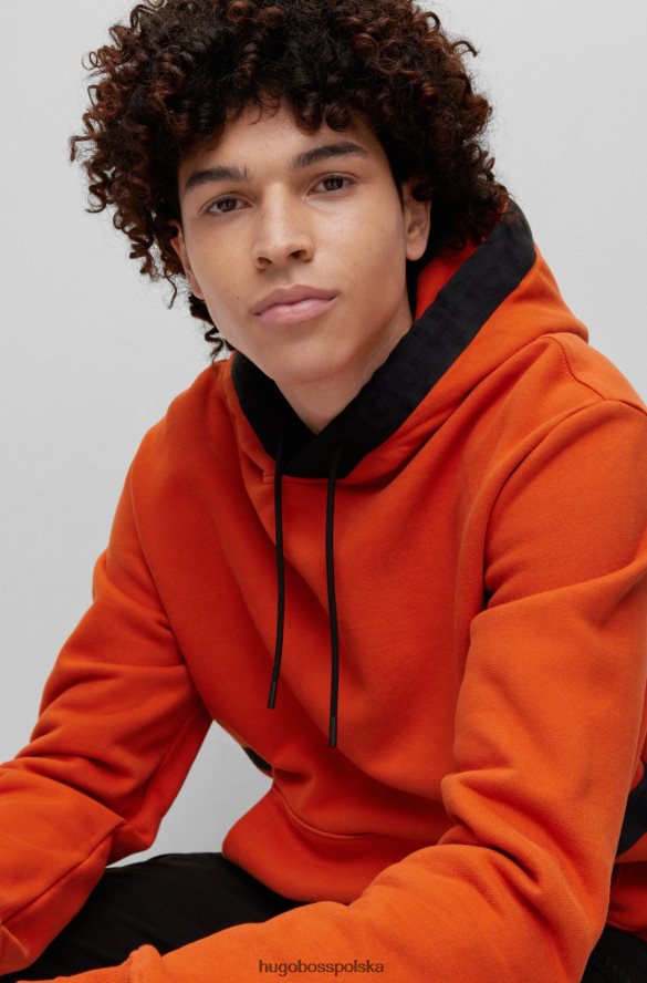 Hugo Boss ciemnopomarańczowa bluza hugo z organicznej bawełny z wykończeniami z taśmy z logo ciemna pomarańcza R0X0H62089