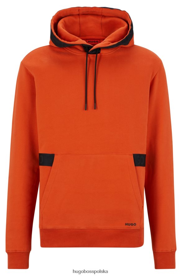 Hugo Boss ciemnopomarańczowa bluza hugo z organicznej bawełny z wykończeniami z taśmy z logo ciemna pomarańcza R0X0H62089