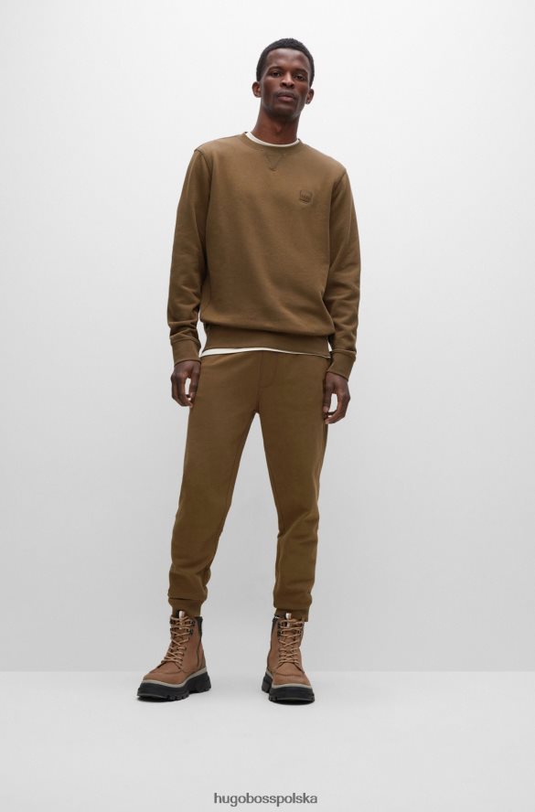 Hugo Boss ciemnozielona, ​​bawełniana bluza o swobodnym kroju hugo z naszywką z logo ciemnozielony R0X0H6925