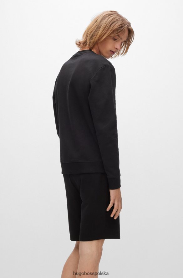 Hugo Boss czarna bawełniana bluza frotte z czerwoną metką z logo hugo czarny R0X0H63244