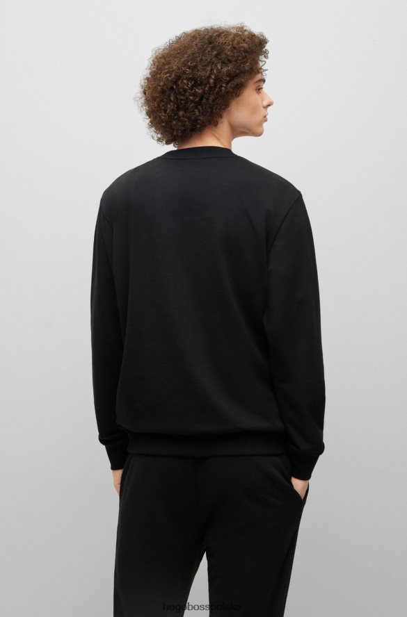 Hugo Boss czarna, bawełniana bluza hugo frotte z grafiką z logo czarny R0X0H61114