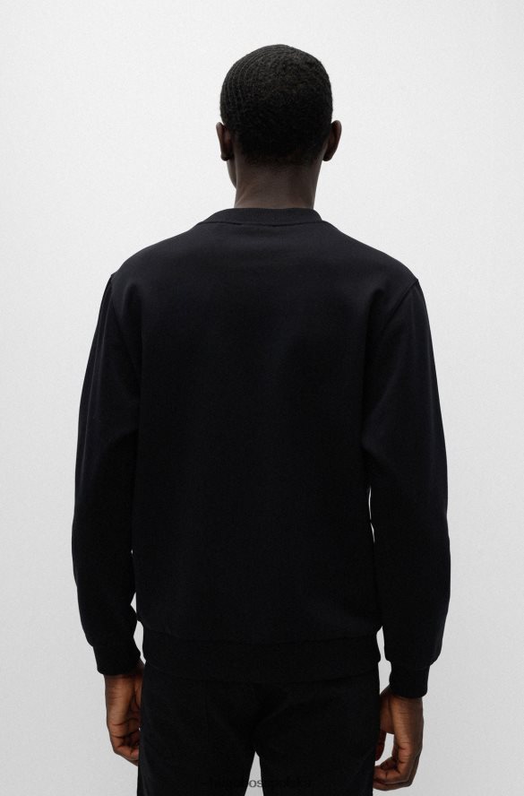 Hugo Boss czarna, bawełniana bluza o luźnym kroju hugo z nadrukiem logo czarny R0X0H63973