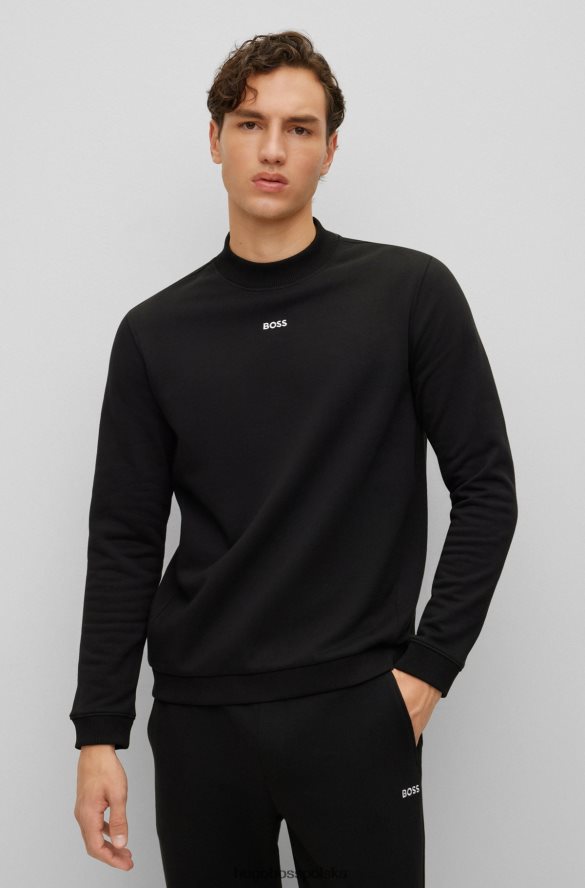 Hugo Boss czarna, bawełniana bluza o regularnym kroju z kontrastowym logo hugo czarny R0X0H62632