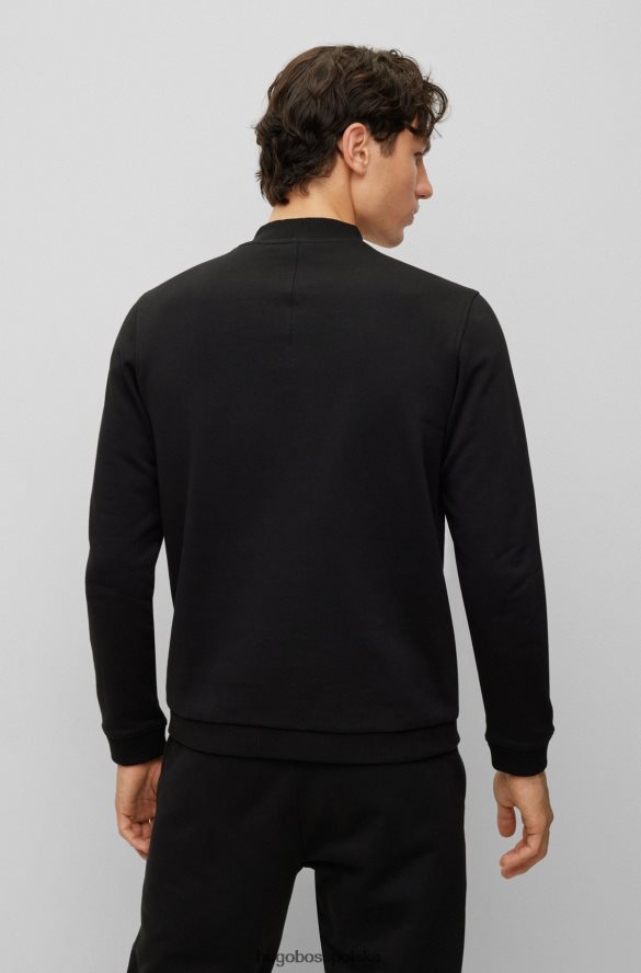 Hugo Boss czarna, bawełniana bluza o regularnym kroju z kontrastowym logo hugo czarny R0X0H62632