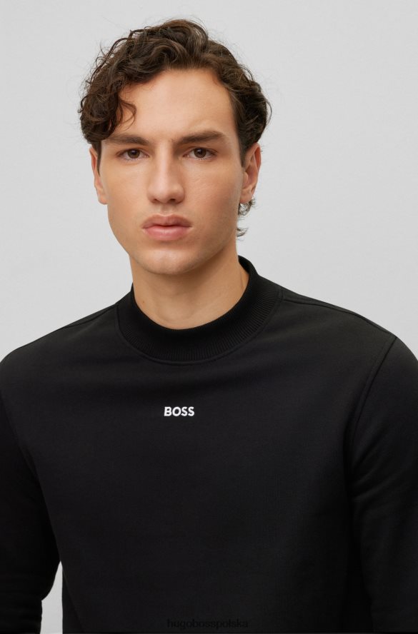 Hugo Boss czarna, bawełniana bluza o regularnym kroju z kontrastowym logo hugo czarny R0X0H62632