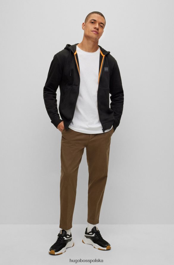 Hugo Boss czarna, bawełniana, zapinana na zamek bluza z kapturem i naszywką z logo hugo czarny R0X0H62039