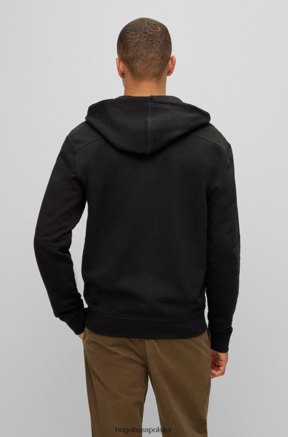 Hugo Boss czarna, bawełniana, zapinana na zamek bluza z kapturem i naszywką z logo hugo czarny R0X0H62039