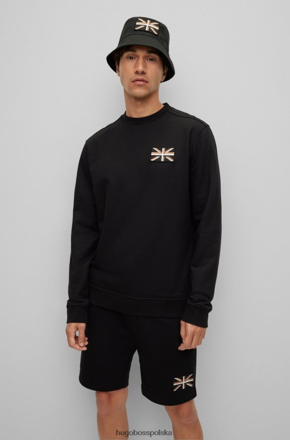 Hugo Boss czarna bluza hugo z bawełny organicznej z naszywką z motywem Union Jack czarny R0X0H63271
