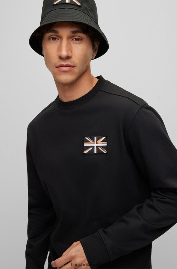 Hugo Boss czarna bluza hugo z bawełny organicznej z naszywką z motywem Union Jack czarny R0X0H63271