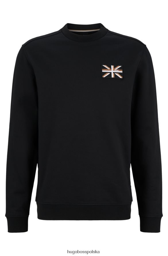 Hugo Boss czarna bluza hugo z bawełny organicznej z naszywką z motywem Union Jack czarny R0X0H63271