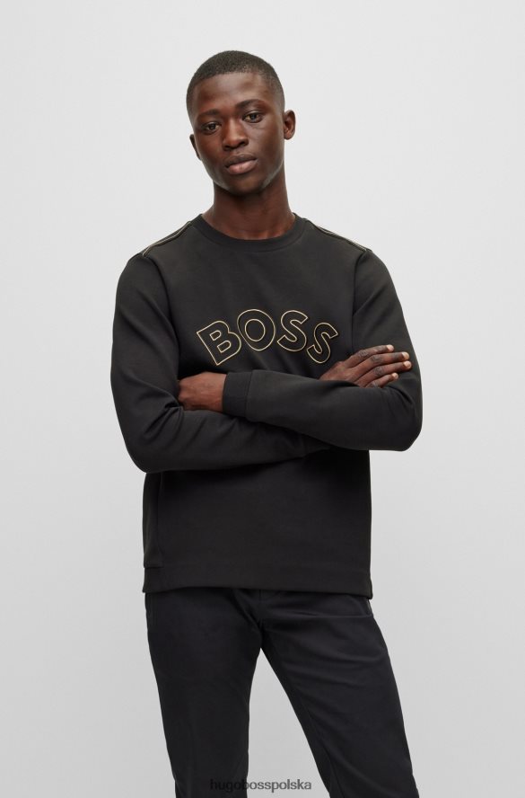 Hugo Boss czarna bluza o regularnym kroju z mieszanki bawełny i grafiką w kratkę hugo czarny R0X0H61817