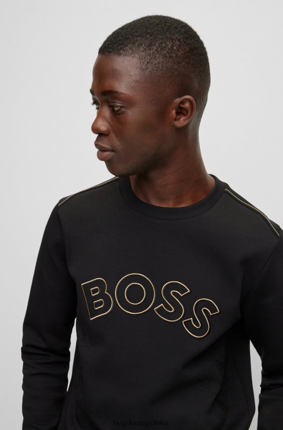 Hugo Boss czarna bluza o regularnym kroju z mieszanki bawełny i grafiką w kratkę hugo czarny R0X0H61817