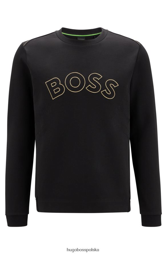 Hugo Boss czarna bluza o regularnym kroju z mieszanki bawełny i grafiką w kratkę hugo czarny R0X0H61817