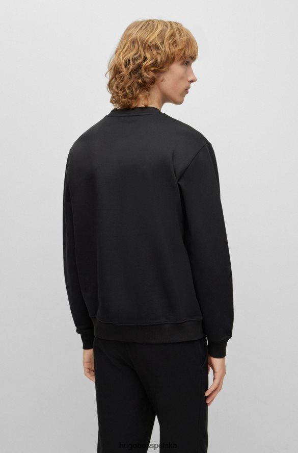 Hugo Boss czarna bluza z bawełny frotte hugo z detalami z logo czarny R0X0H63328