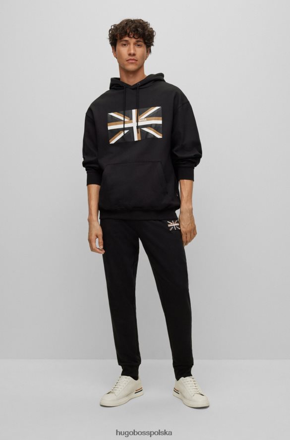 Hugo Boss czarna bluza z kapturem Hugo z organicznej bawełny z nadrukiem Union Jack czarny R0X0H63622