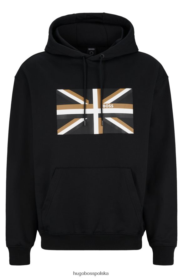 Hugo Boss czarna bluza z kapturem Hugo z organicznej bawełny z nadrukiem Union Jack czarny R0X0H63622