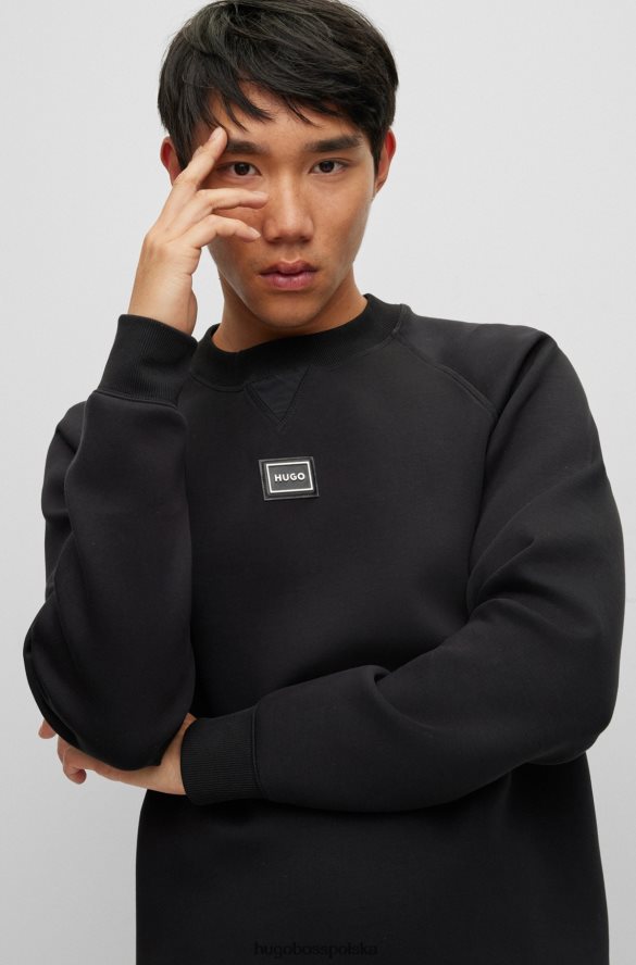Hugo Boss czarna bluza z mieszanki bawełny z logo hugo w ramce czarny R0X0H63224