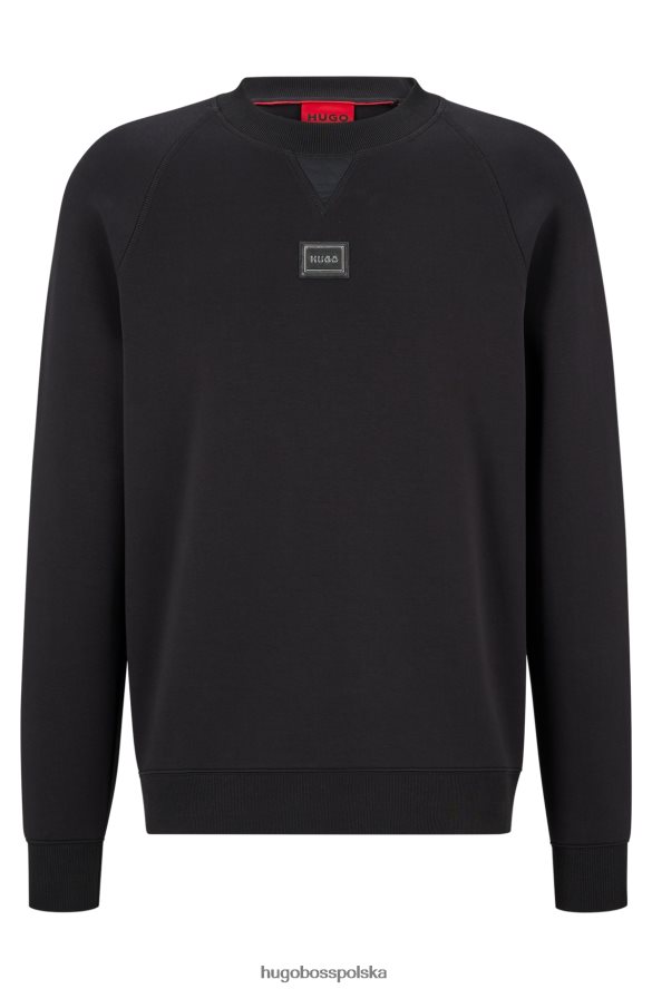 Hugo Boss czarna bluza z mieszanki bawełny z logo hugo w ramce czarny R0X0H63224