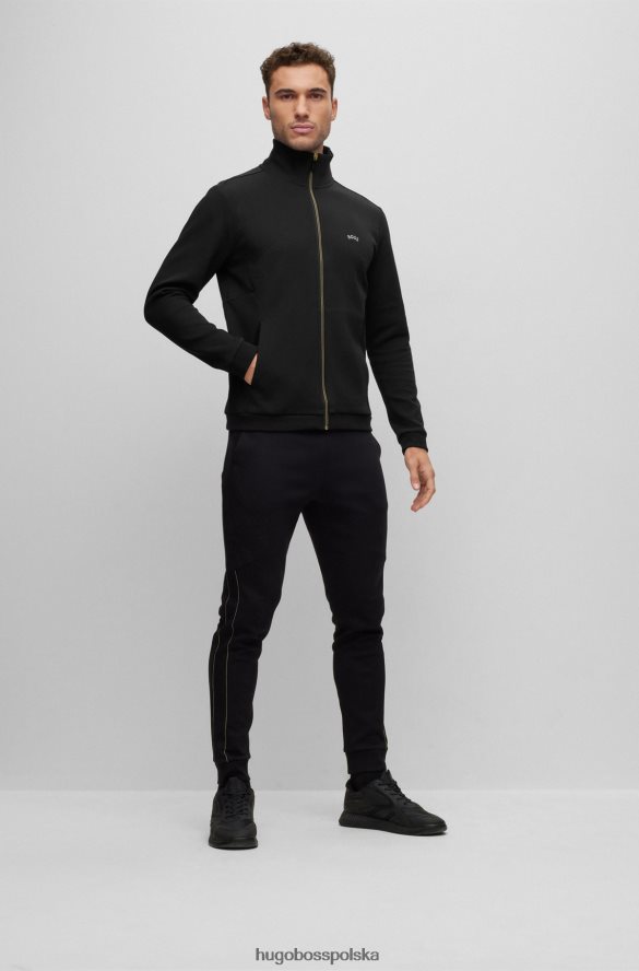 Hugo Boss czarna, zapinana na zamek bluza z mieszanki bawełny z sezonową grafiką hugo czarny R0X0H61242