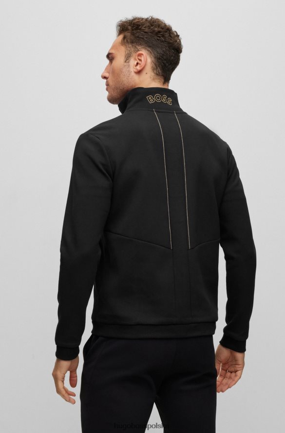 Hugo Boss czarna, zapinana na zamek bluza z mieszanki bawełny z sezonową grafiką hugo czarny R0X0H61242