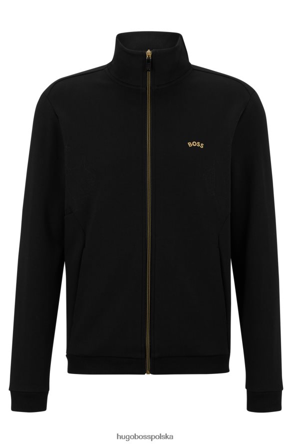 Hugo Boss czarna, zapinana na zamek bluza z mieszanki bawełny z sezonową grafiką hugo czarny R0X0H61242