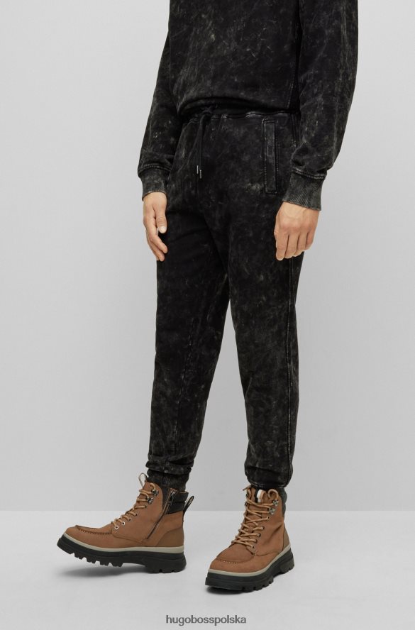 Hugo Boss czarne spodnie dresowe z bawełny frotte ze śniegiem hugo czarny R0X0H64129