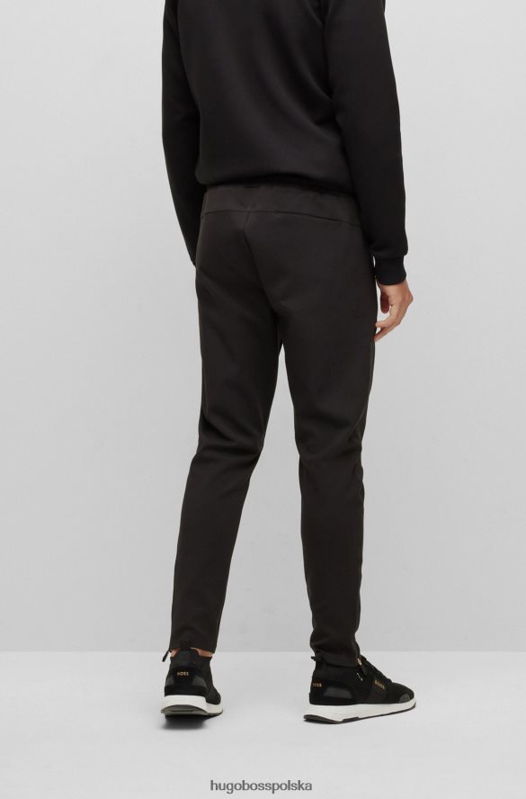 Hugo Boss czarne spodnie dresowe zapinane na zamek i perforowane detale hugo czarny R0X0H61741