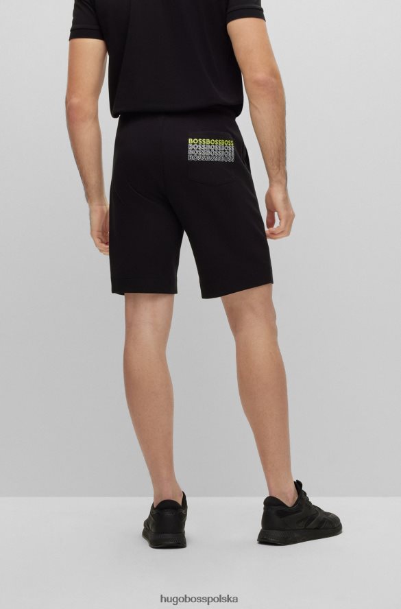 Hugo Boss czarne szorty o regularnym kroju z wielobarwnym logo hugo czarny R0X0H63590