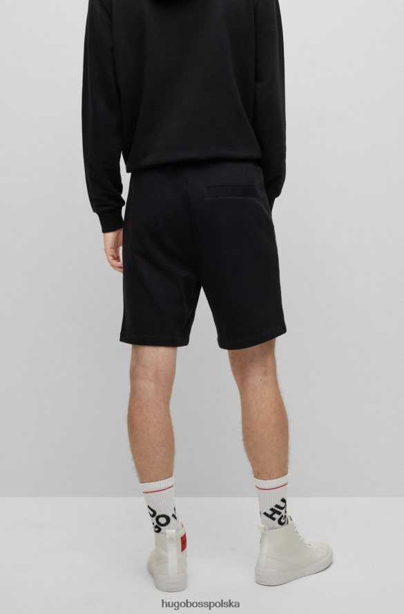 Hugo Boss czarne szorty o swobodnym kroju z frotte z logo hugo w ramce czarny R0X0H62508