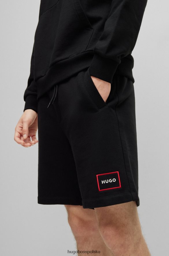 Hugo Boss czarne szorty o swobodnym kroju z frotte z logo hugo w ramce czarny R0X0H62508