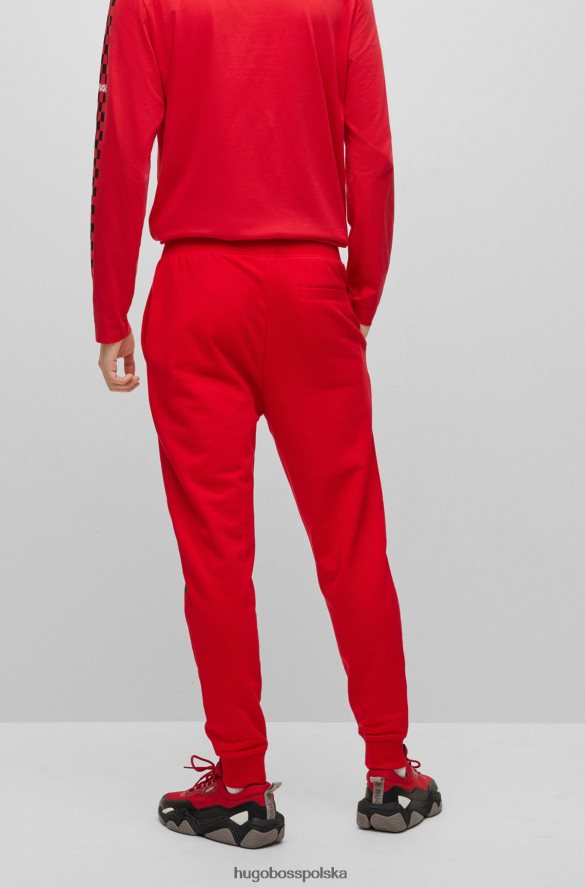 Hugo Boss czerwone spodnie dresowe z bawełny frotte z grafiką logo hugo czerwony R0X0H61124