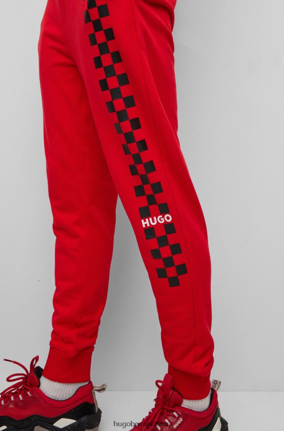 Hugo Boss czerwone spodnie dresowe z bawełny frotte z grafiką logo hugo czerwony R0X0H61124