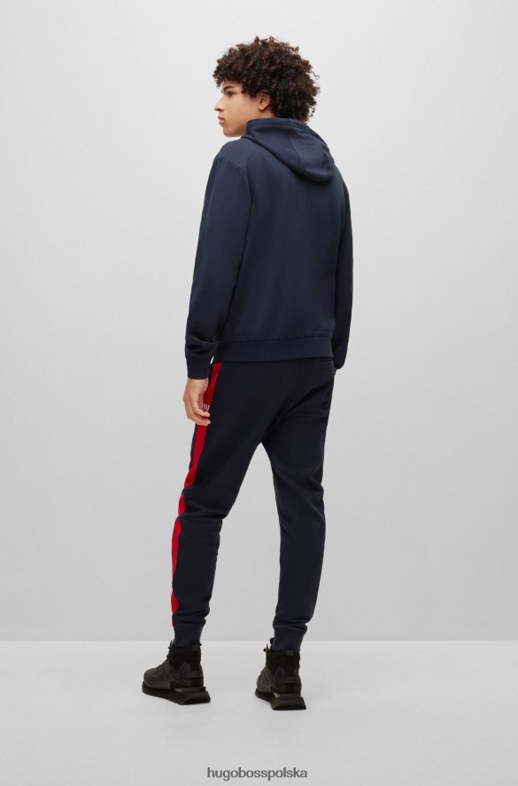 Hugo Boss dres hugo z bawełny frotte w paski i nakładane logo w kolorze ciemnoniebieskim ciemny niebieski R0X0H61384